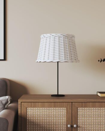 Lampeskærm ø45 Hvid Flet Til Bordlampe Pendel
