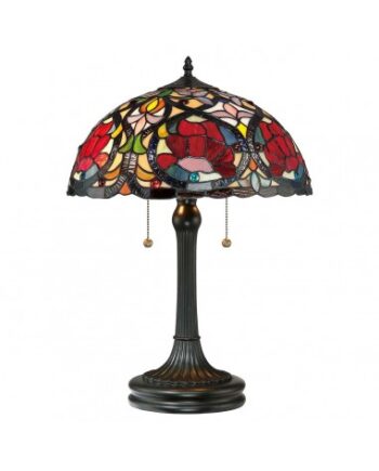 Larissa Tiffany Bordlampe Stål Resin Glas H58 E27 Vintage Bronze Multi