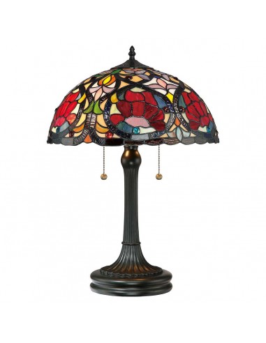 Larissa Tiffany Bordlampe Stål Resin Glas H58 E27 Vintage Bronze Multi