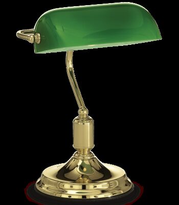 Lawyer Bordlampe Metal Glas H38 E27 Messing Grøn