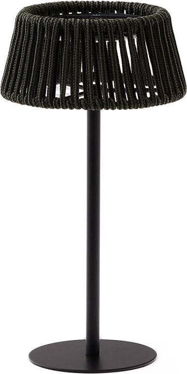 Led Bordlampe Kave Home Aldet Grøn Metal Med Rebskærm Ip44 Opladelig Usb H30 ø16