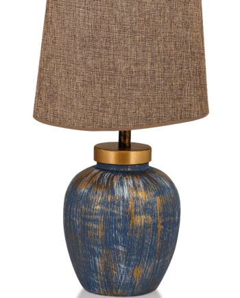 Lumi Valencia Bordlampe Brun Stof Blåt Metal