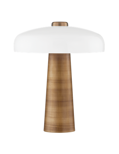 Lush Bordlampe Stål Opalglas H47 ø40 E27 Patineret Messing Opalhvid