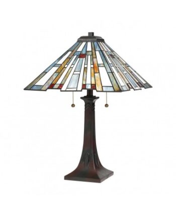 Maybeck Tiffany Bordlampe Stål Resin Glas H62 E27 Vintage Bronze Multi