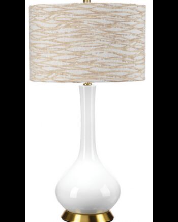 Milo Bordlampe Keramik Polyester H69 E27 Antik Messing Hvid Orange