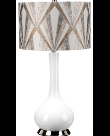 Milo Bordlampe Keramik Polyester H69 E27 Poleret Nikkel Hvid Beige