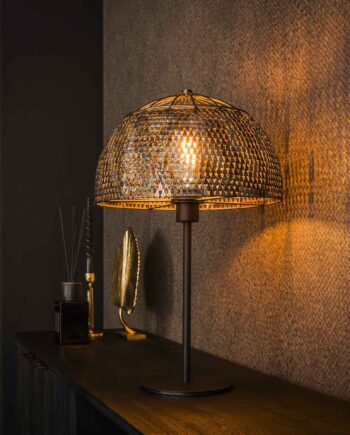 Moorea Bordlampe Brændt Håndlavet Sort Brun Metal Levering Uden Pære