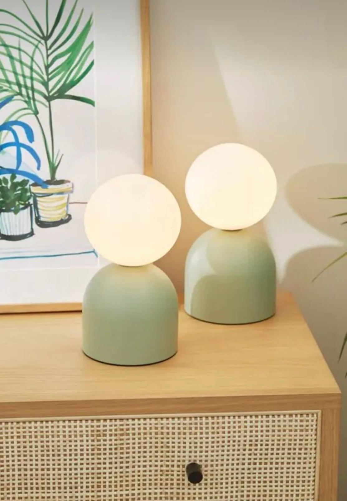 Nordvrk Brz 340113 Bordlampe Hvid Glas Mint Grøn Metal