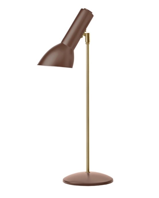 Oblique Bordlampe Messing Teglrød