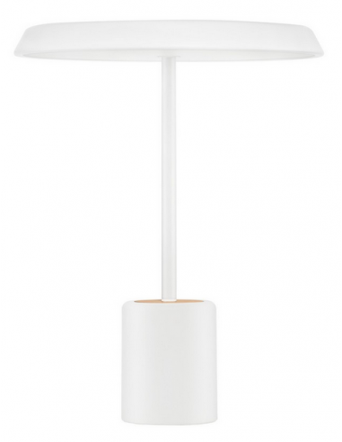 Ophelia Bordlampe Aluminium H50 17w Led Mat Hvid Natur Træstruktur
