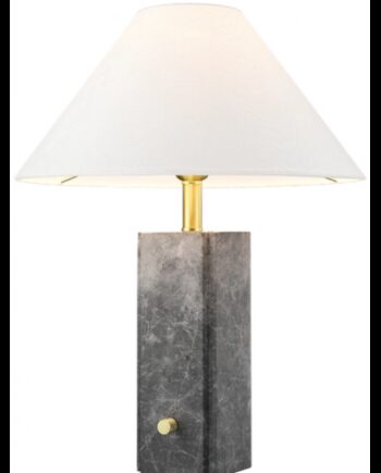 Orleans Bordlampe Marmor Stål Polyester H50 E27 Grå Marmor Børstet Messing Hvid