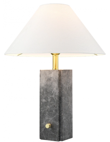 Orleans Bordlampe Marmor Stål Polyester H50 E27 Grå Marmor Børstet Messing Hvid