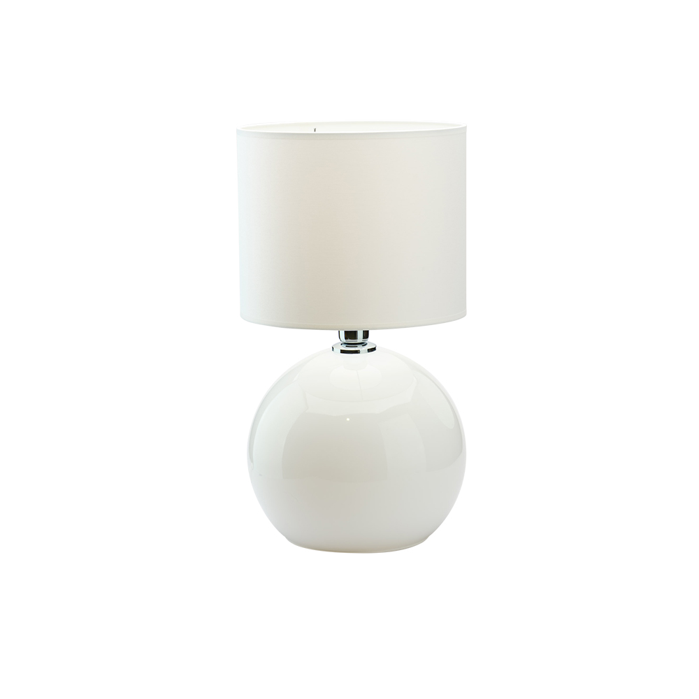 Palla Bordlampe Lille Hvid Stof Hvid Glas
