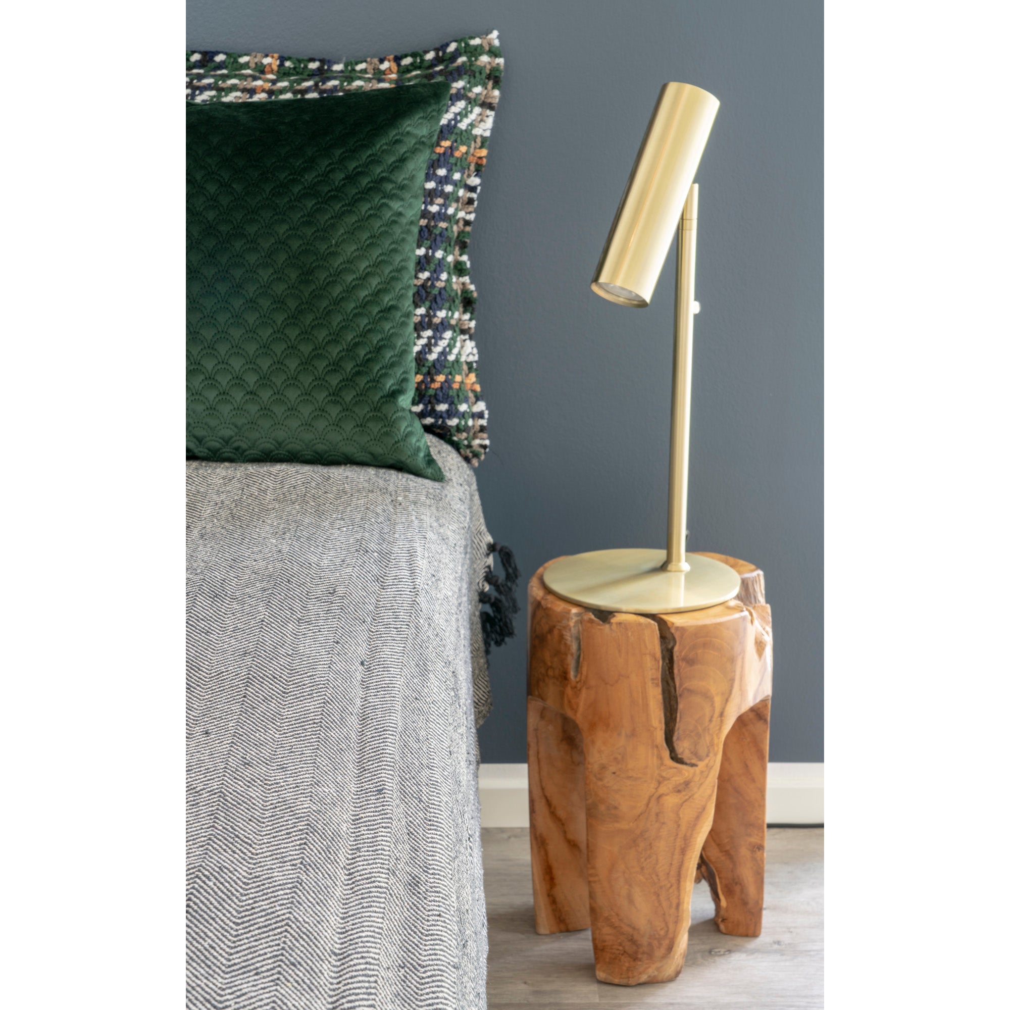 Paris Bordlampe Messing Med Stofledning 200cm Gu10 Fatning
