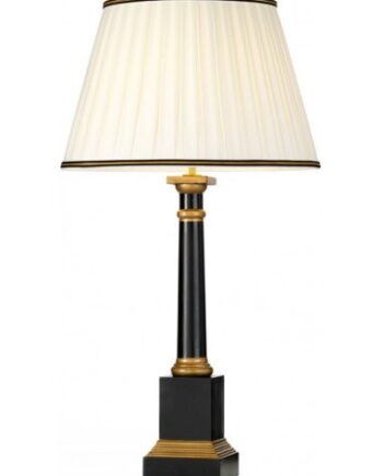 Peronne Bordlampe Træ Bomuld H55 E27 Sort Guld Elfenbenshvid