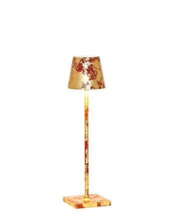 Poldina Micro Batterilampe Bordlampe Rød Antik Guld