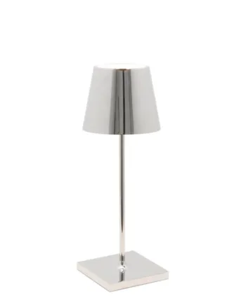 Poldina Mini Batterilampe Bordlampe Blank Krom