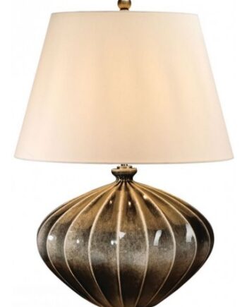 Rib Pumpkin Bordlampe Keramik Faux Silke H63 E27 Sortbrun Creme