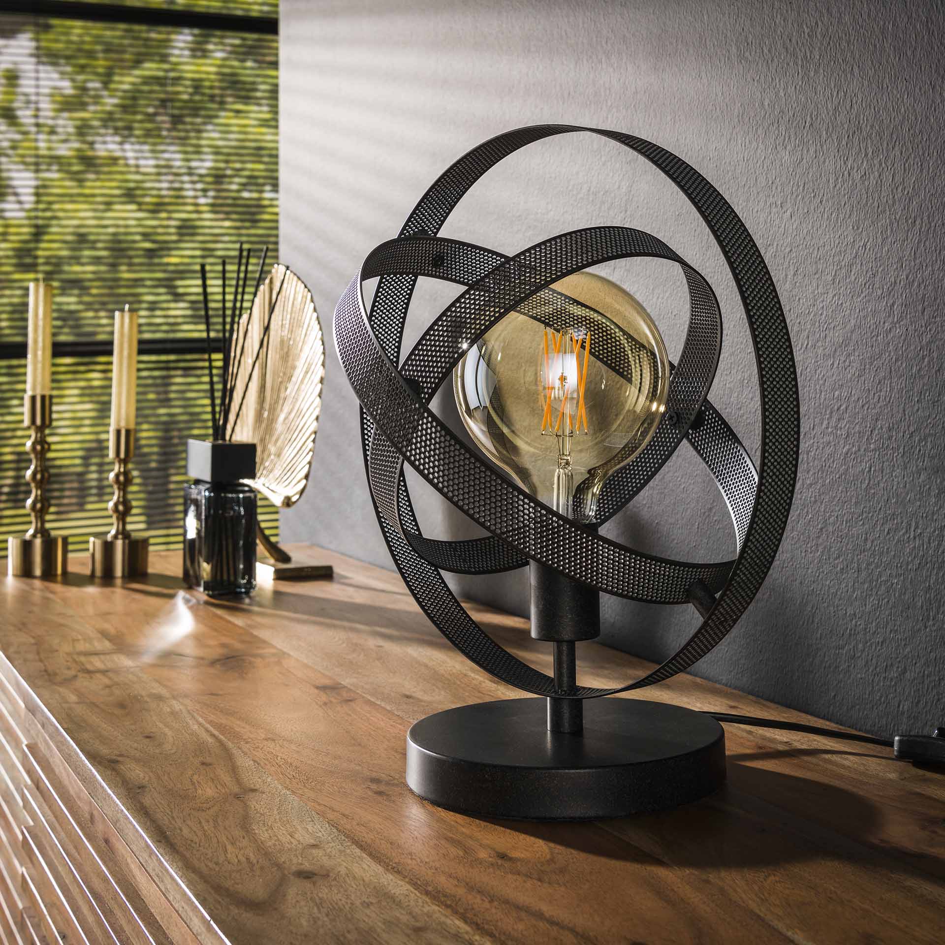 Sanz Bordlampe Hullet Artic Sort Metal Levering Uden Pære