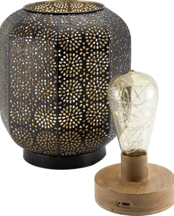 Securit Led Bordlampe Marrakech Sort  Guld