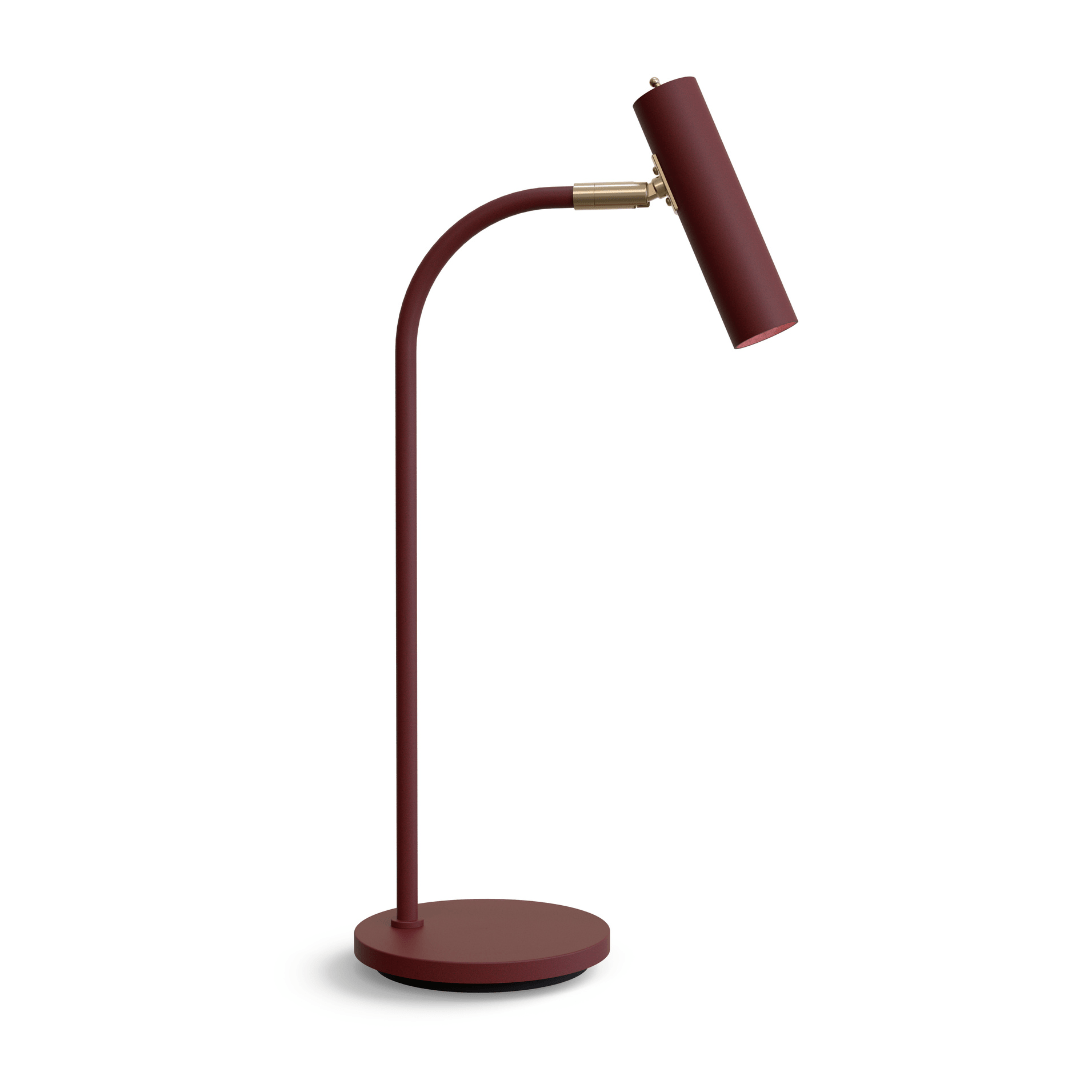 Slender Bordlampe Mørkerød Messing Belid
