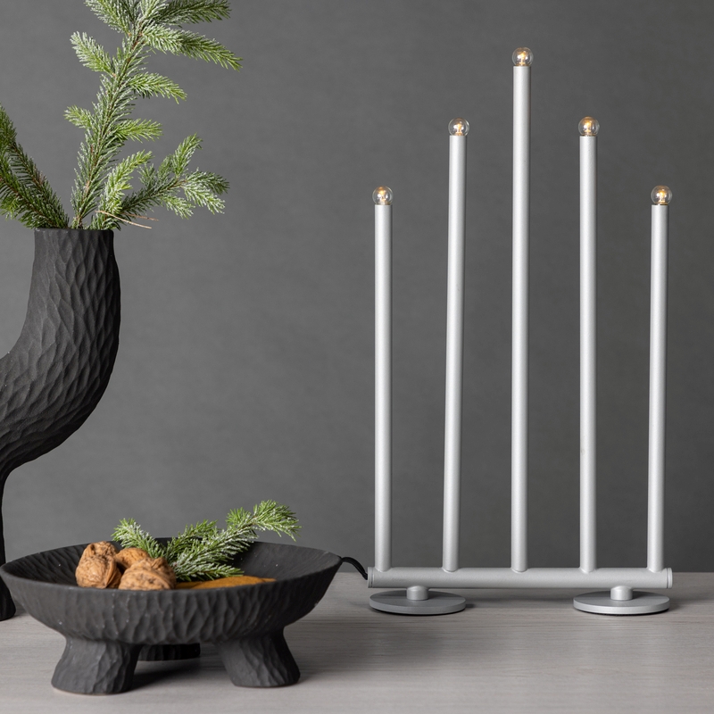 Smokey Bordlampe Sølvfarvet Metal Med Fem Dæmpbare Led Lys