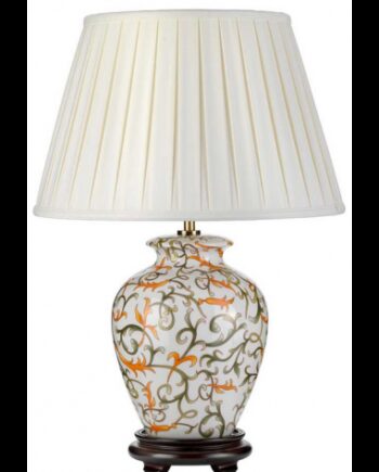 Soling Bordlampe Keramik Bomuld H50 E27 Grøn Orange Elfenbenshvid