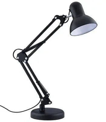 Sort Bordlampe Med Meter Ledning E27 Fatning