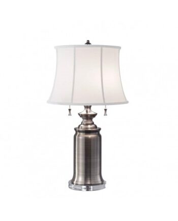 Stateroom Bordlampe Stål Bomuld H72 E27 Antik Nikkel Hvid