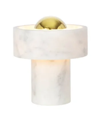 Stone Portable Bordlampe Batterilampe Hvid Guld