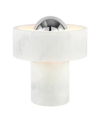 Stone Portable Bordlampe Batterilampe Hvid Sølv