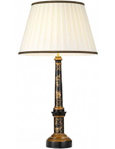 Strasbourg Bordlampe Træ Bomuld H87 E27 Sort Guld Elfenbenshvid