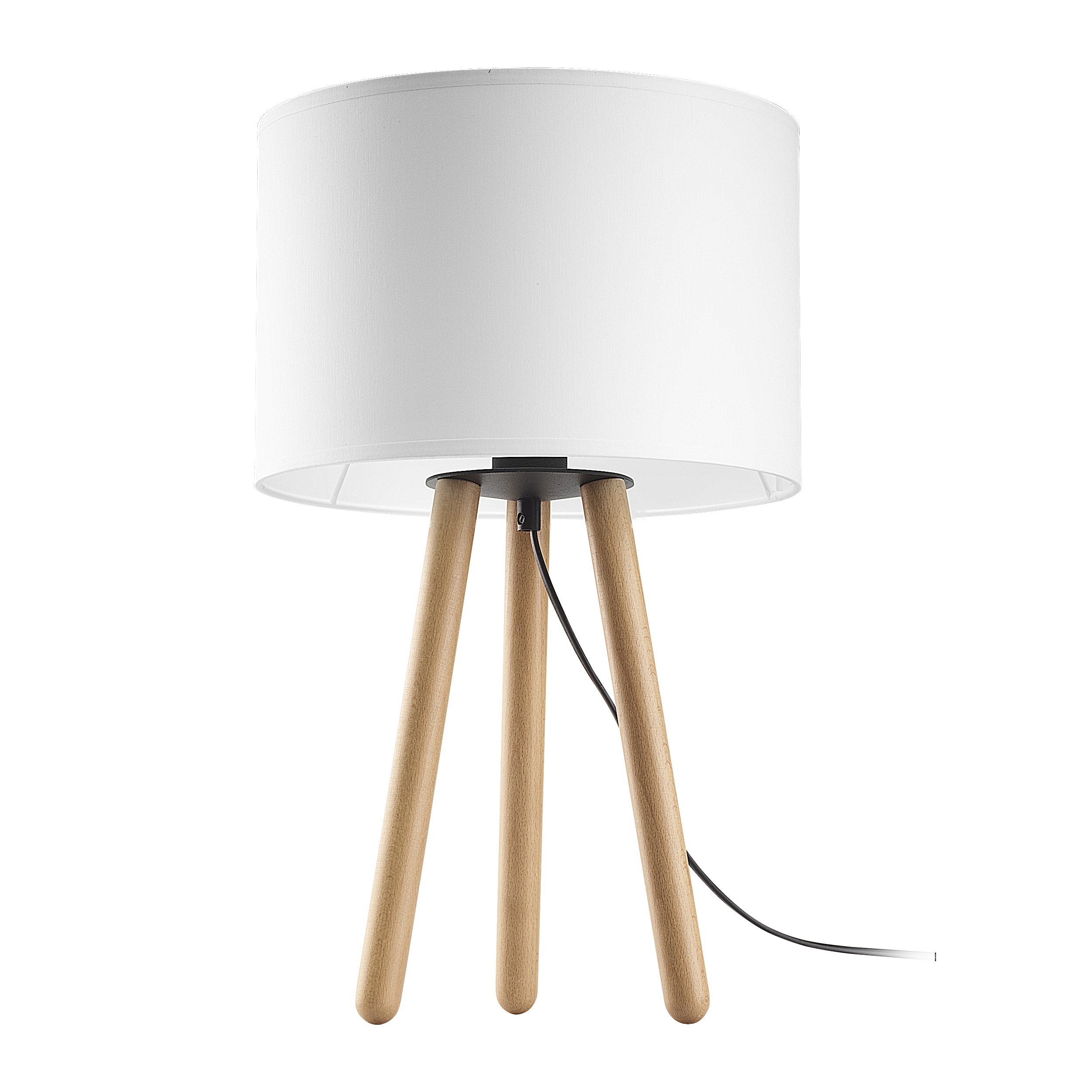 Tokyo Bordlampe Hvid Stof Antik Fyrretræ