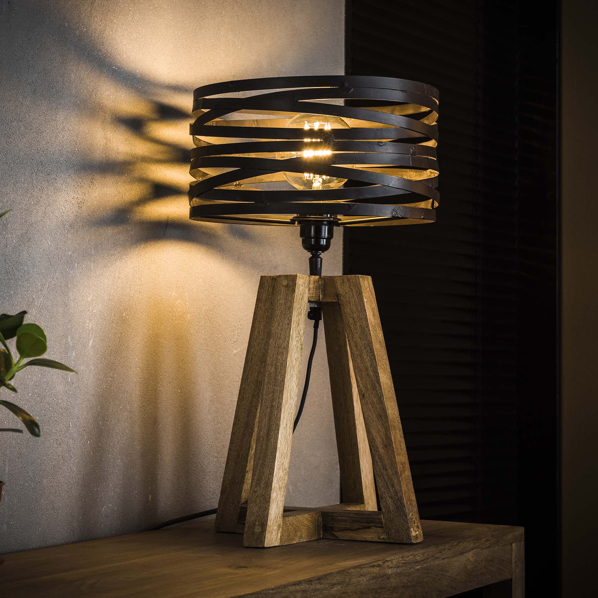 Tvist Spændende Bordlampe Metal Træ Levering Uden Pære