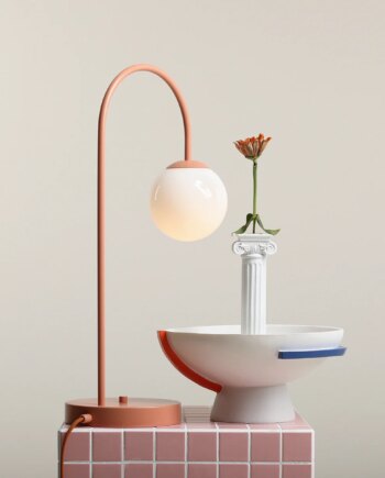 Twiggy Bordlampe Koral Farvet Metal Hvidt Glas