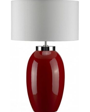Victor Bordlampe Keramik Faux Silke H70 E27 Rød Creme