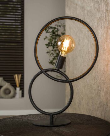 Vinci Bordlampe Sort Metal Med Ringe Levering Uden Pære