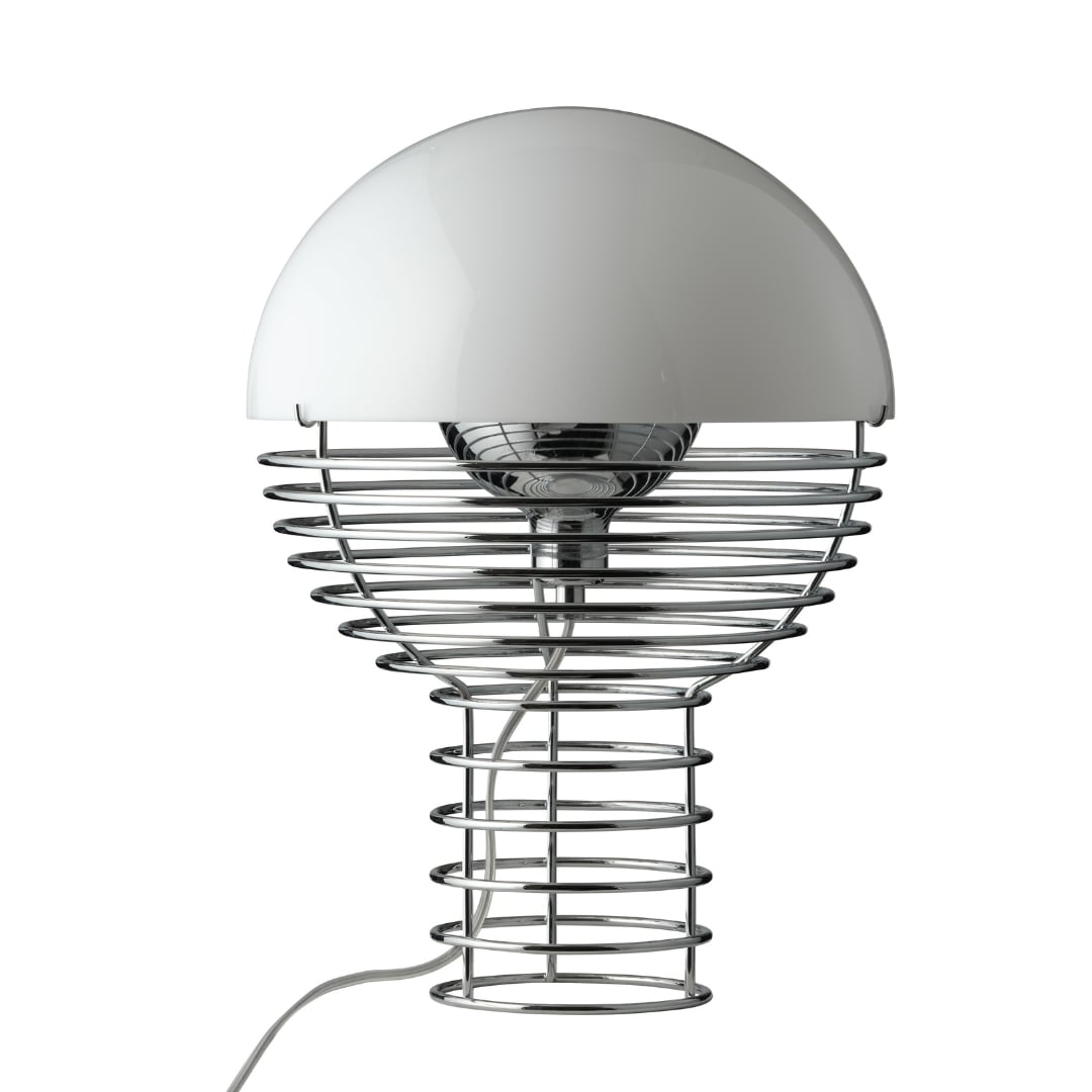 Wire Bordlampe Krom Hvid ø30 Verpan