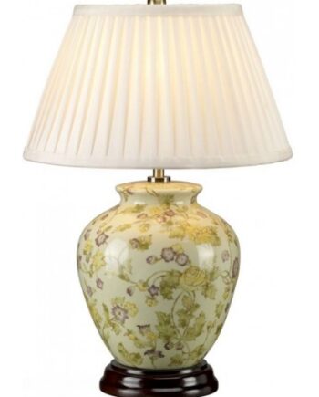 Yellow Flowers Bordlampe Porcelæn Polyester H44 E27 Krakeleret Gul   Lilla Creme