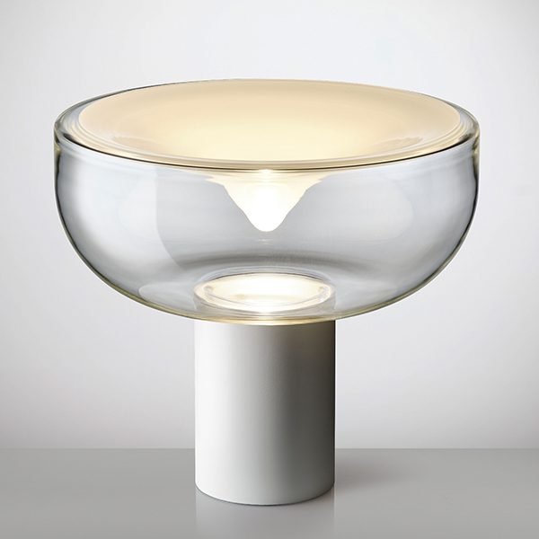 Aella Bordlampe Fra Leucos Transperent Med Hvid Top Mat Hvid