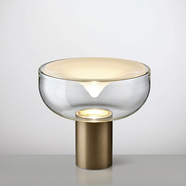 Aella Mini Bordlampe Fra Leucos Transperent Med Frostet Top Bronze