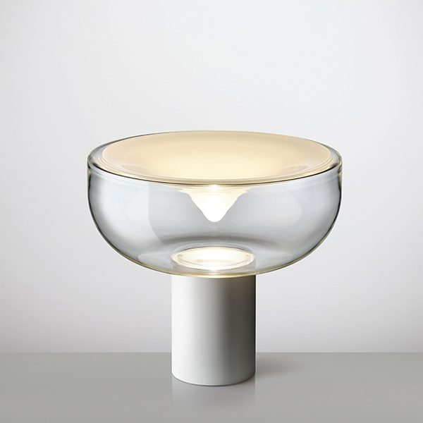 Aella Mini Bordlampe Fra Leucos Transperent Med Frostet Top Hvid