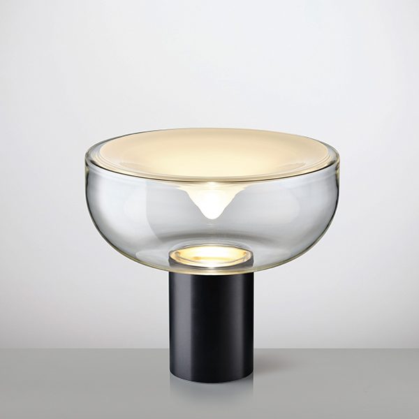 Aella Mini Bordlampe Fra Leucos Transperent Med Frostet Top Mat Sort