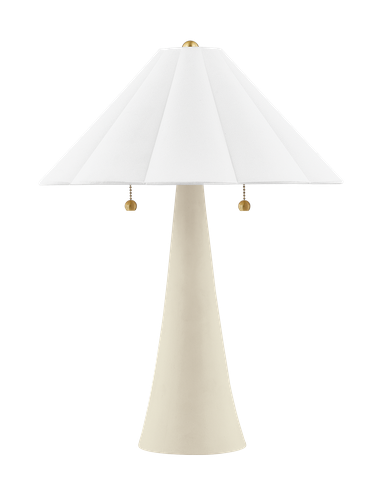 Alana Bordlampe Keramik Linned H59 ø43 E27 Elfenbenshvid Hvid