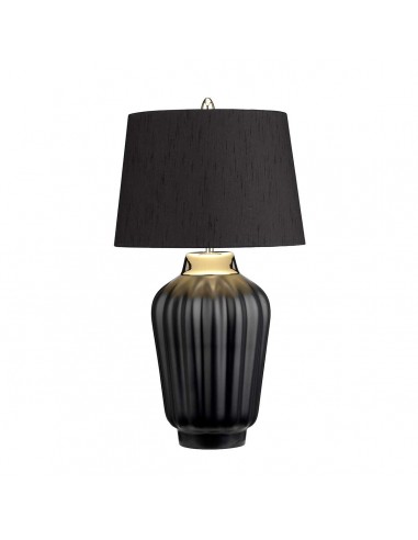 Bexley Bordlampe Stål Keramik Faux Silke H56 E27 Poleret Nikkel Sort Sort