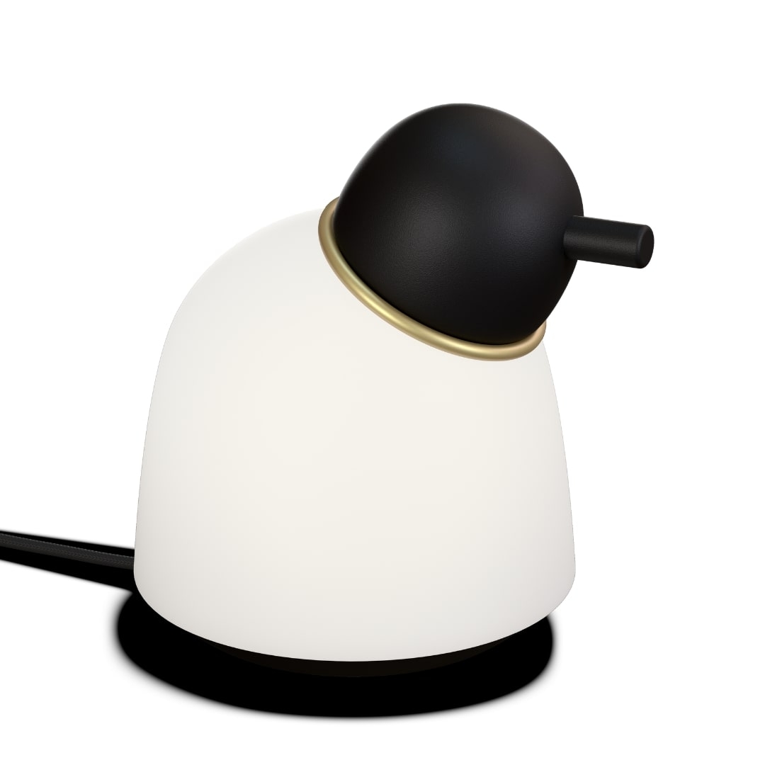 Bird Bordlampe Sort Messing Opal Belid