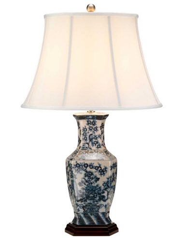Blue Hex Bordlampe Porcelæn Polyester H75 E27 Blå Hvid