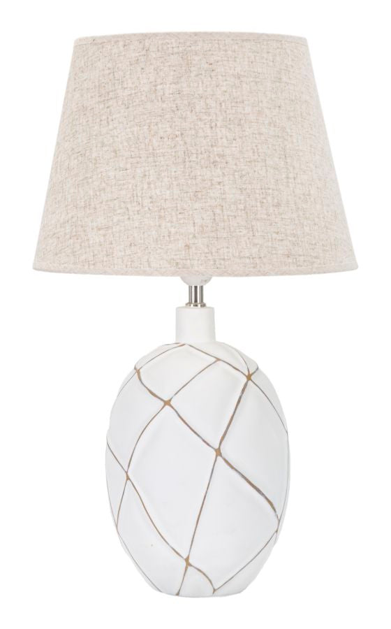 Boho Chic Bordlampe Hvid Polyresin Metal Stof 35x60