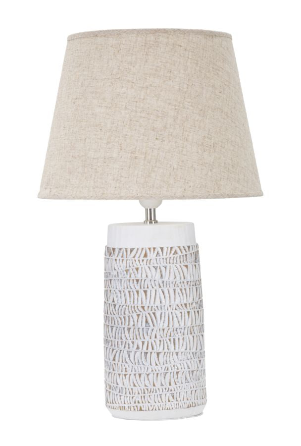 Boho Chic Bordlampe Hvid Polyresin Metal Stof 35x60x5