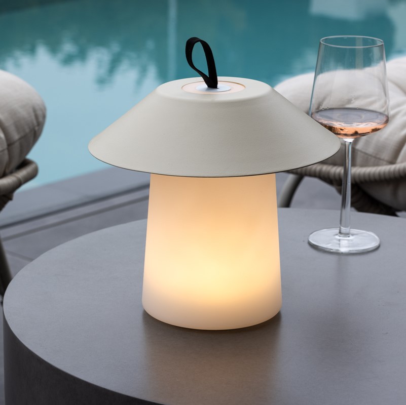 Bolsena Udendørs Bordlampe Beige Metal Plast